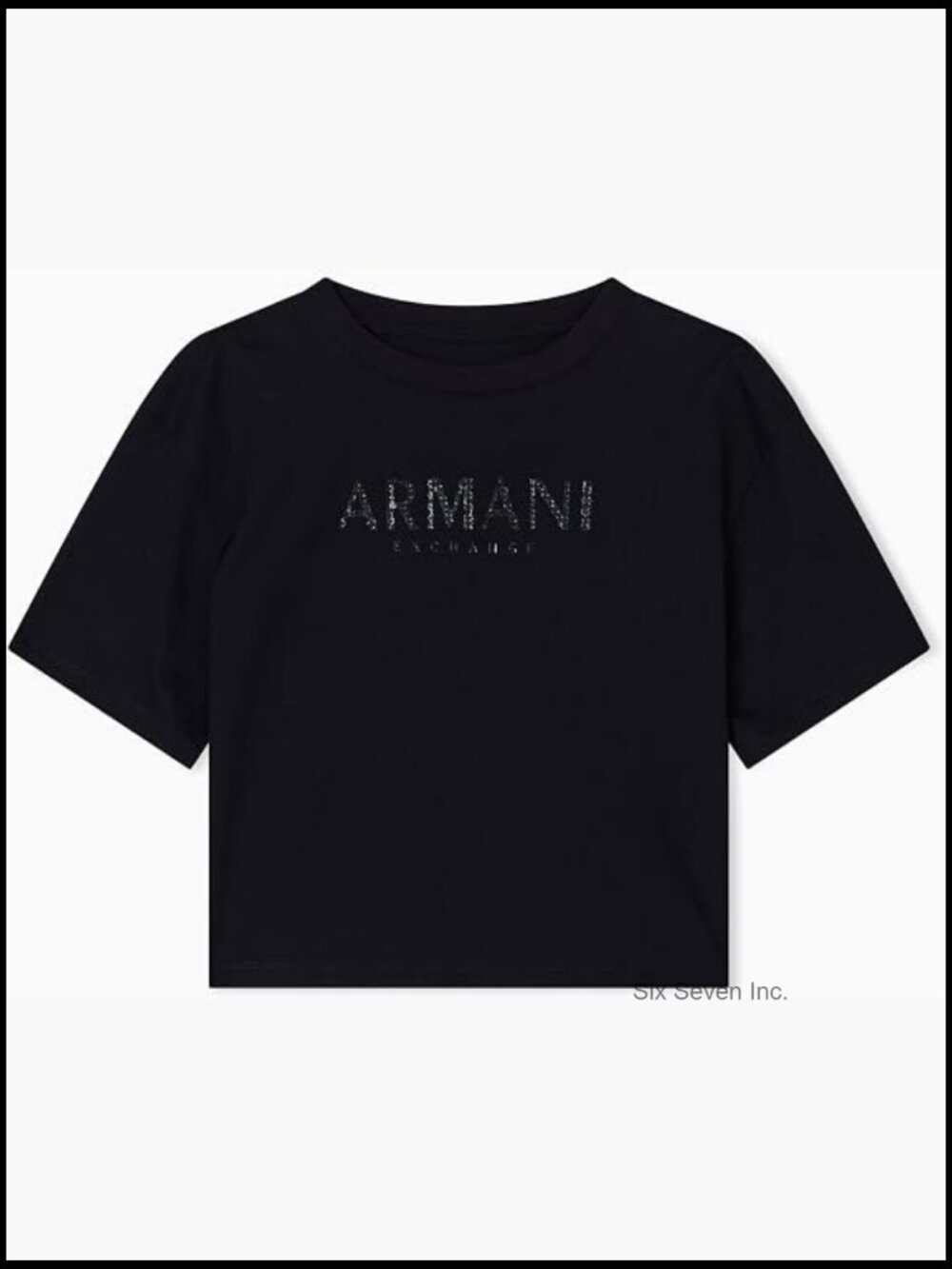 Cropped Rhinestone Logo Tee - 100% Cotton - Crew Neck - Short Sleeve